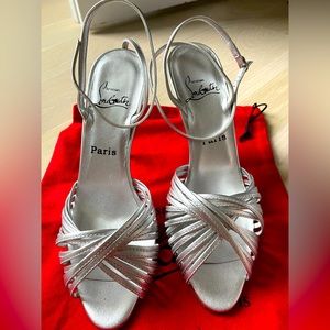 Christian Louboutin silver disco sandals, new